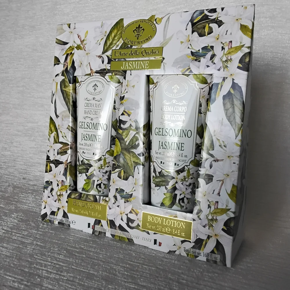 L'Arte Jasmine Scented Italian Hand Cream and Body Lotion Set, 8.4 Oz Tubes New - Picture 2 of 12